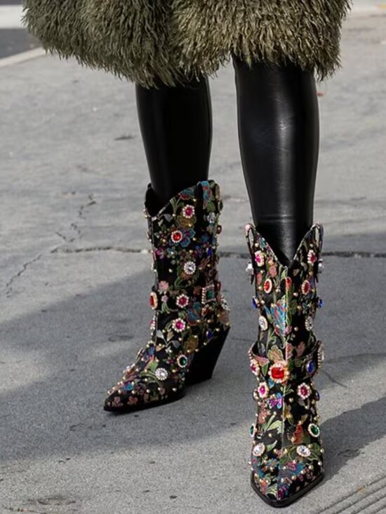 Azalea Wang Shoes - AZALEA WANG DILIGENT WESTERN MID CALF BOOTS (8.5)